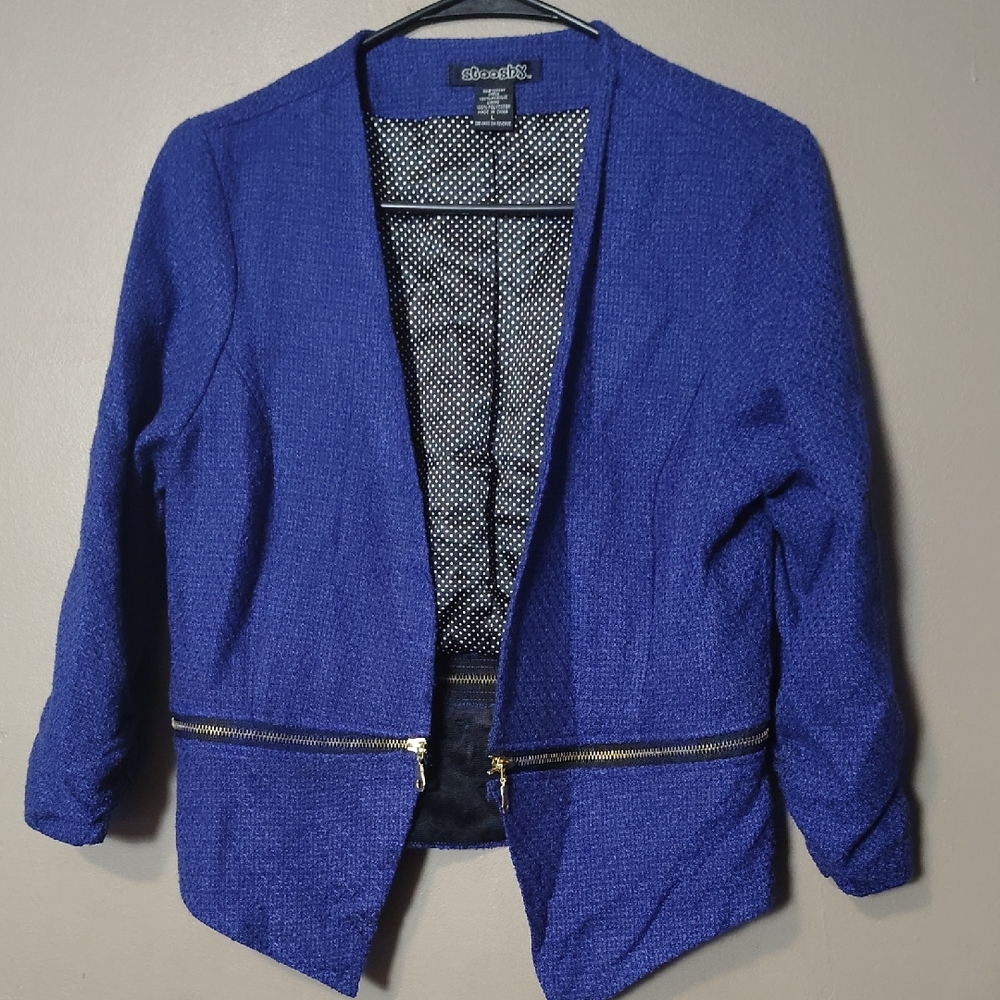 Stooshy Blue Blazer W Zipper Detachable Bottom Size L